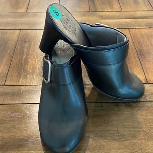 Life Stride Black Mules with Silver Buckle